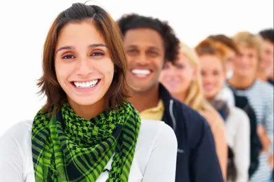 photo of row of people smiling